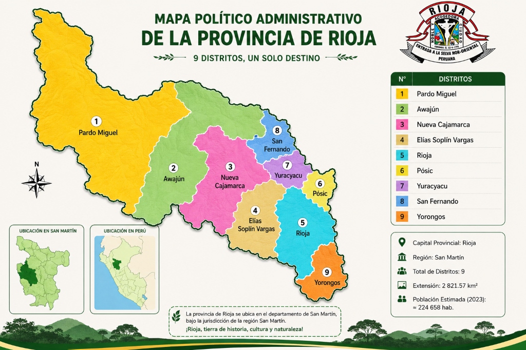 Mapa Político Administrativo de la Provincia de Rioja